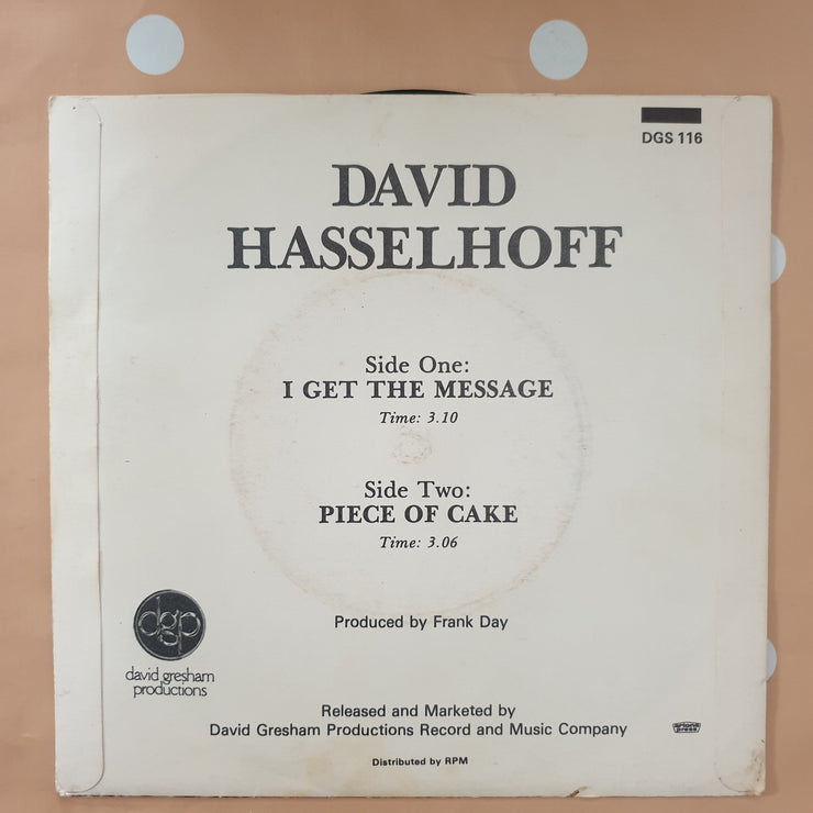 David Hasselhoff ‎– I Get The Message - Vinyl 7" Record - Very-Good+ Quality (VG+) - C-Plan Audio