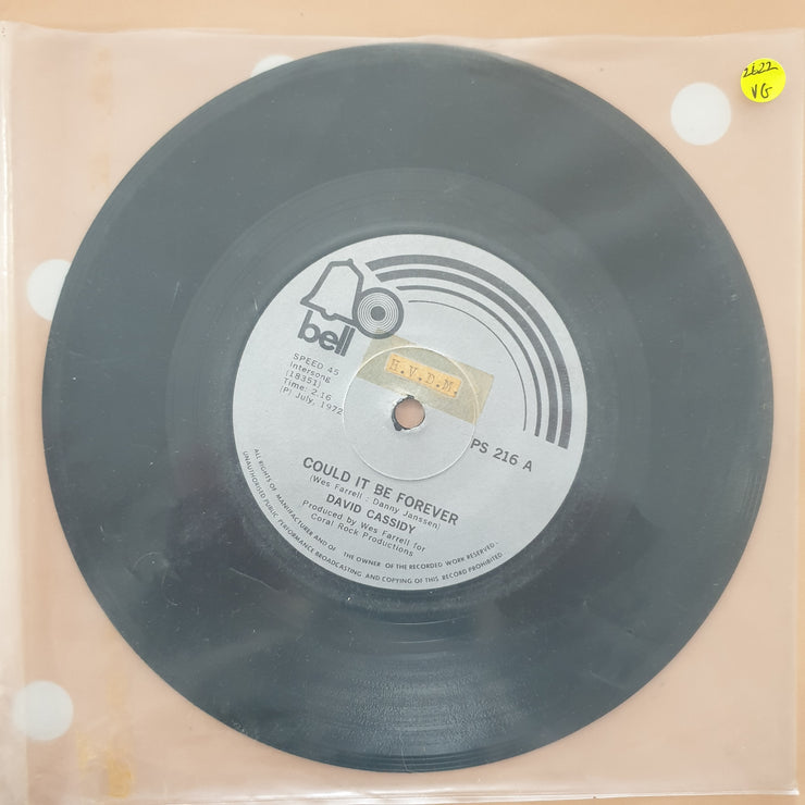 David Cassidy ‎– Could It Be Forever - Vinyl 7" Record - Very-Good Quality (VG) - C-Plan Audio