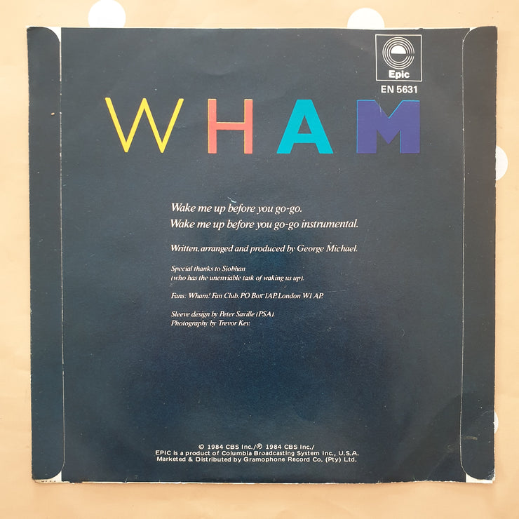 Wham! ‎– Wake Me Up Before You Go-Go  - Vinyl 7" Record - Very-Good+ Quality (VG+) - C-Plan Audio
