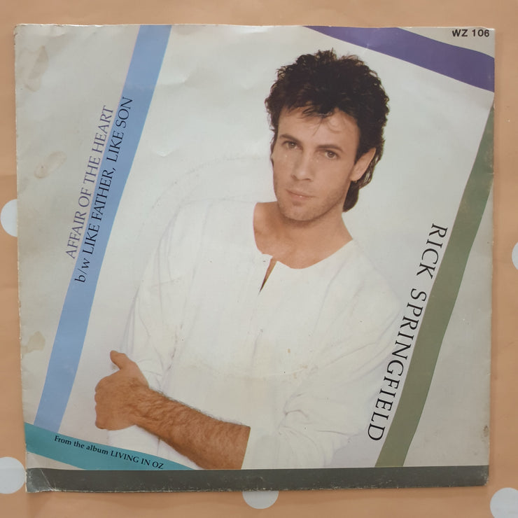 Rick Springfield ‎– Affair of the Heart - Vinyl 7" Record - Very-Good+ Quality (VG+) - C-Plan Audio