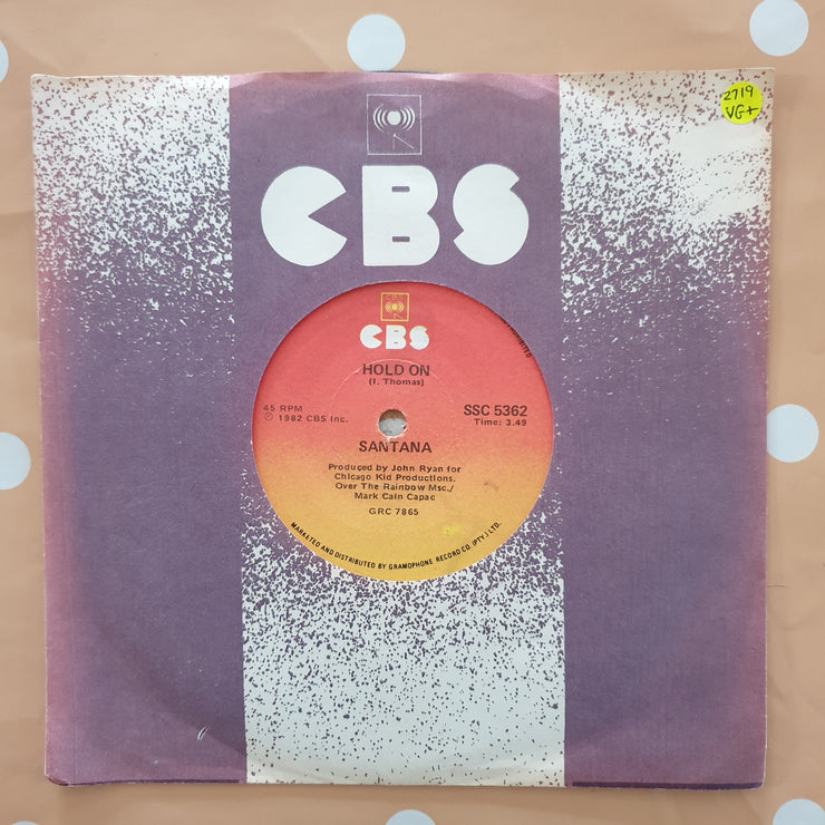Santana ‎– Hold On - Vinyl 7" Record - Very-Good+ Quality (VG+) - C-Plan Audio