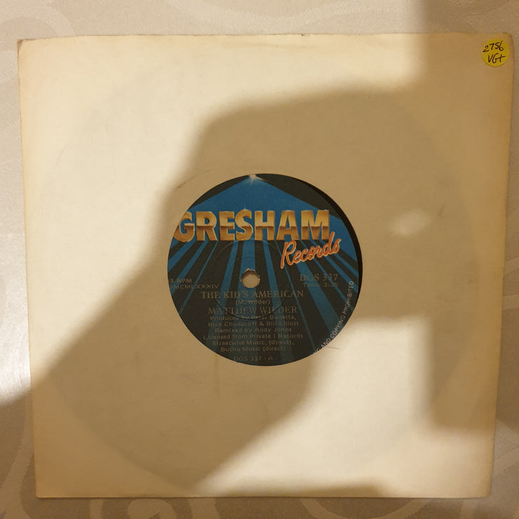 Matthew Wilder ‎– The Kids American - Vinyl 7" Record - Very-Good+ Quality (VG+) - C-Plan Audio