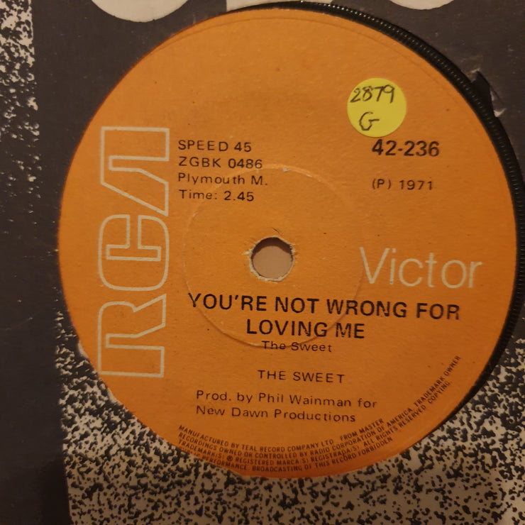 The Sweet ‎– Funny Funny - Vinyl 7" Record - Good Quality (G) - C-Plan Audio