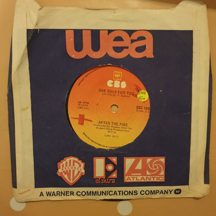 After the Fire - One Rule for You - Vinyl 7" Record - Very-Good+ Quality (VG+) - C-Plan Audio