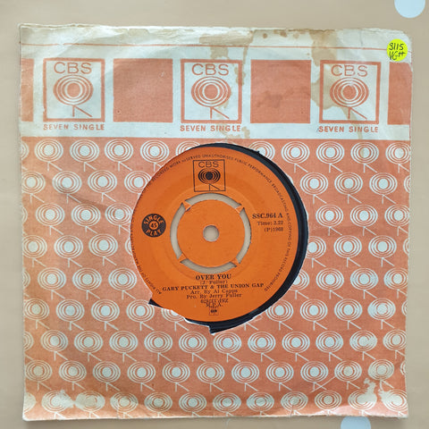 Gary Puckett And The Union Gap ‎– Over You -  Vinyl 7" Record - Very-Good+ Quality (VG+) - C-Plan Audio