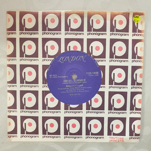 Bananarama ‎– Cruel Summer - Vinyl 7" Record - Very-Good+ Quality (VG+) - C-Plan Audio