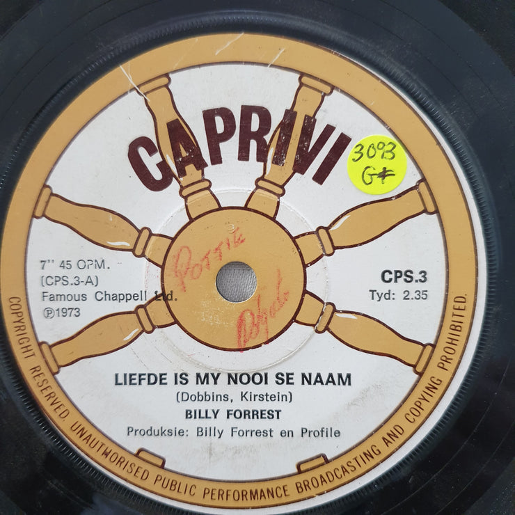Billy Forrest - Liefde is my Nooi se Naam - Vinyl 7" Record - Good+ Quality (G+) - C-Plan Audio