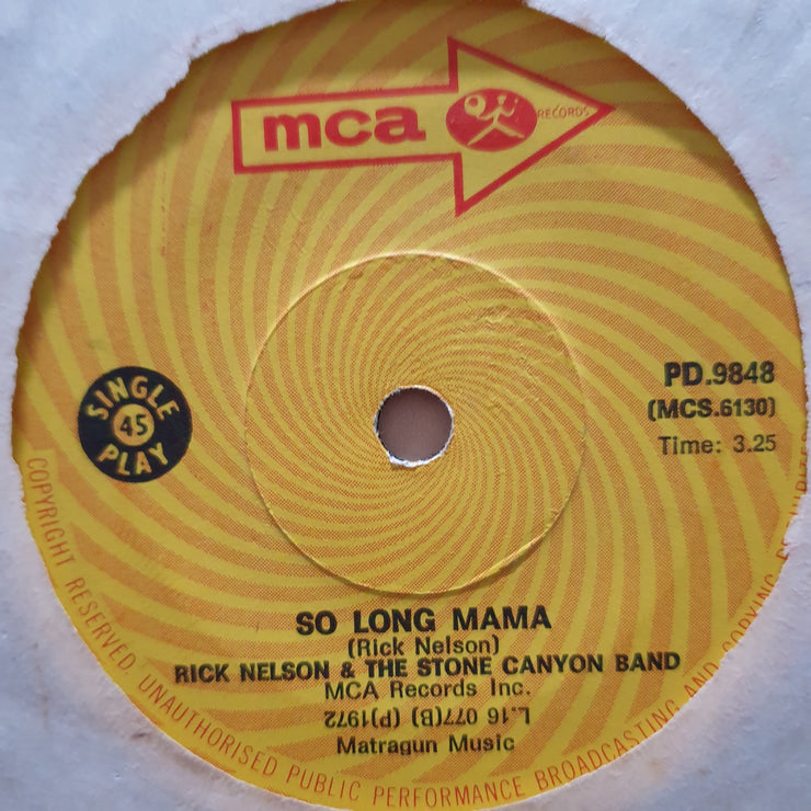 Rick Nelson & The Stone Canyon Band ‎– Garden Party - Vinyl 7" Record - Very-Good- Quality (VG-) - C-Plan Audio