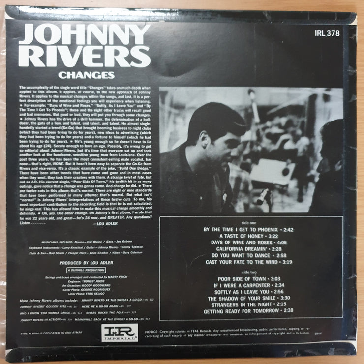 Johnny Rivers ‎– Changes - Vinyl LP Record - Very-Good Quality (VG) - C-Plan Audio