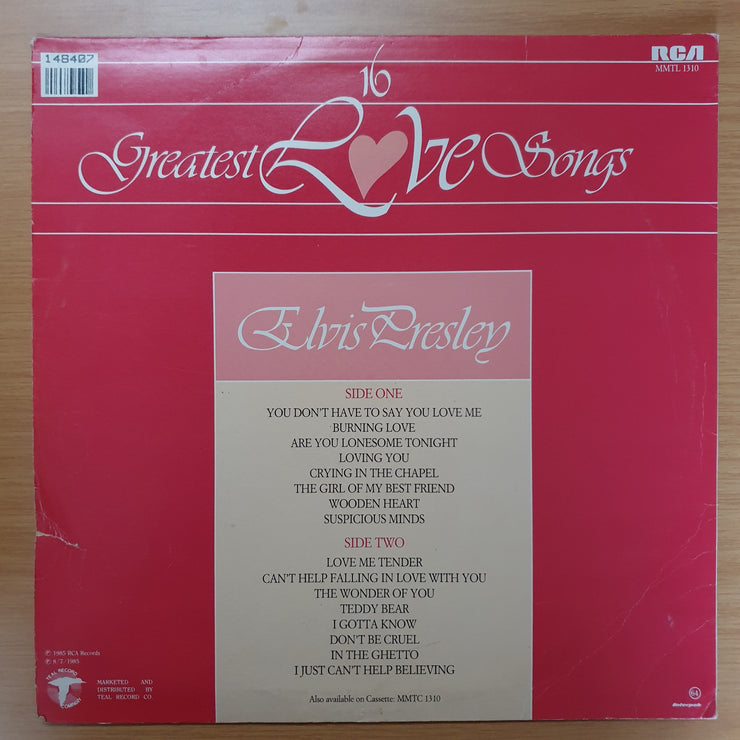 16 Greatest Love Songs - Elvis Presley - Vinyl LP Record - Very-Good+ Quality (VG+) - C-Plan Audio