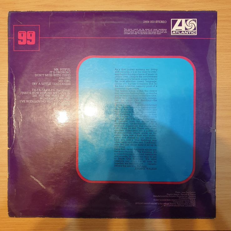 Otis Redding ‎– Remembering - Vinyl LP Record - Very-Good Quality (VG) - C-Plan Audio