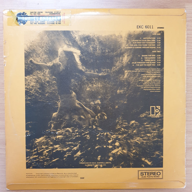 Carly Simon ‎– Anticipation - Vinyl LP Record - Opened  - Very-Good Quality (VG)