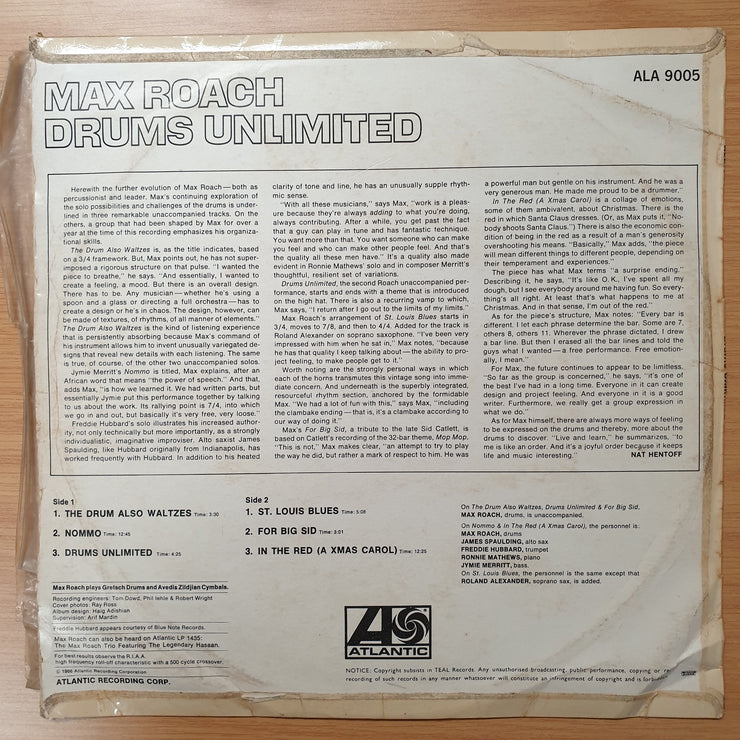 Max Roach ‎– Drums Unlimited - Vinyl LP Record - Very-Good Quality (VG)
