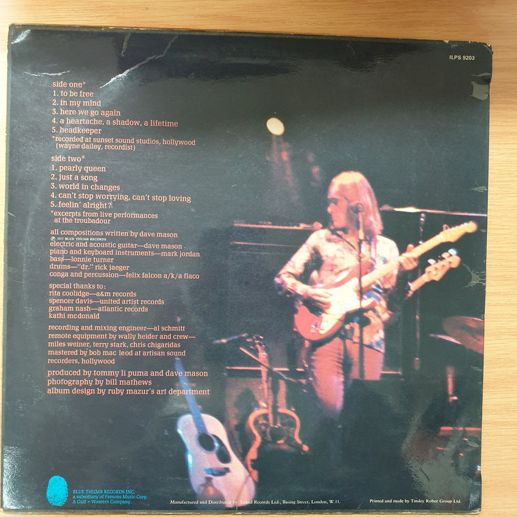 Dave Mason ‎– Headkeeper - Vinyl LP Record - Very-Good+ Quality (VG+)