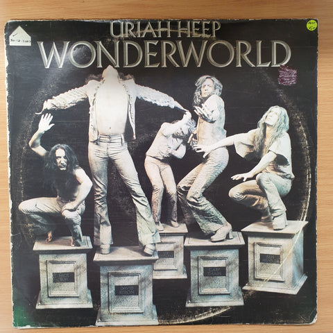 Uriah Heep ‎– Wonderworld - With Lyrics Sheet - Vinyl LP Record - Very-Good+ Quality (VG+)