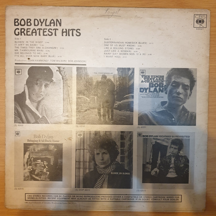 Bob Dylan ‎– Greatest Hits - Vinyl LP Record  (G+)