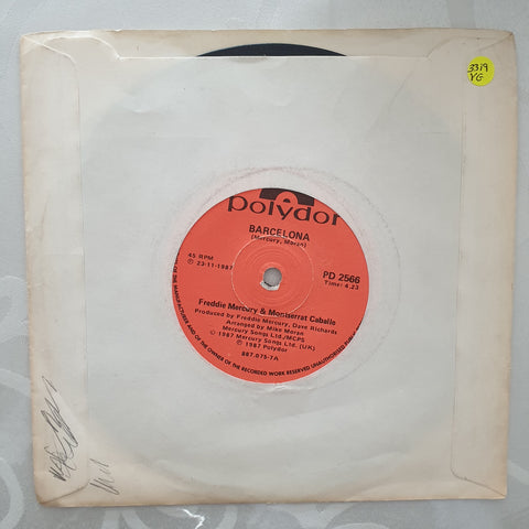 Freddie Mercury & Montserrat Caballé ‎– Barcelona - Vinyl 7" Record - Very-Good Quality (VG)
