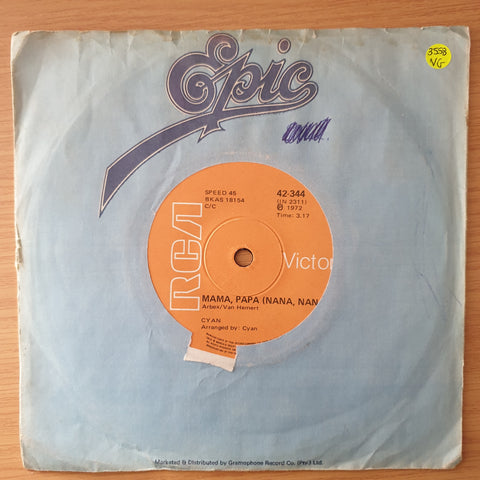 Cyan – Mama, Papa / Under One Flag - Vinyl 7" Record - Opened  - Very-Good Quality (VG) (vergood)