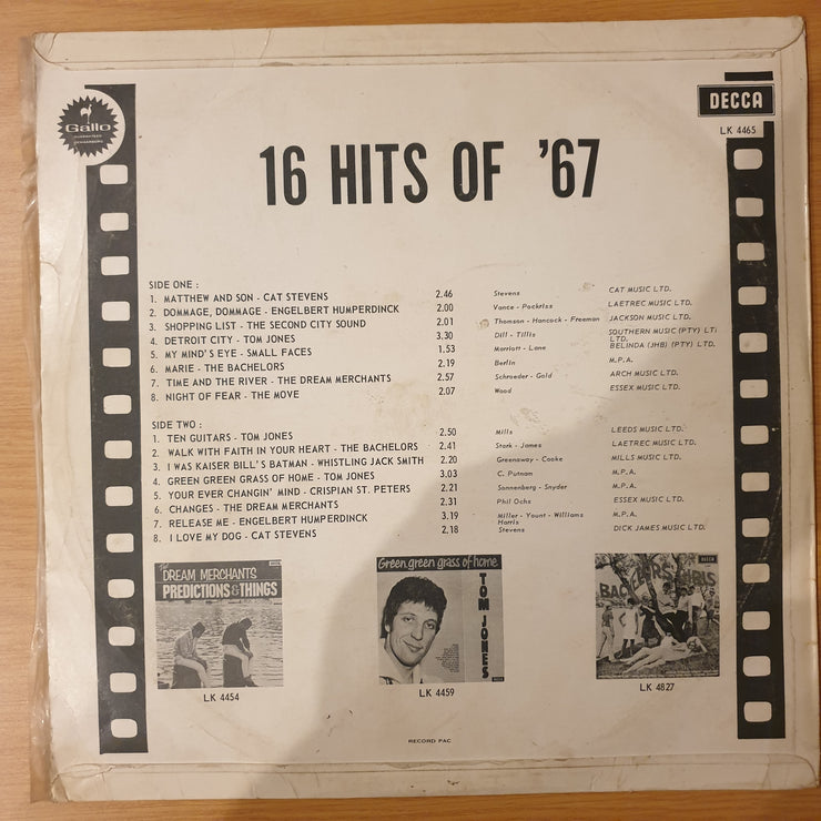 16 Hits of '67- Vinyl LP Record - Very-Good+ Quality (VG+) (verygoodplus)