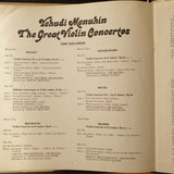Yehudi Menuhin – The Great Violin Concertos - Vinyl LP Record - Very-Good+ Quality (VG+) (verygoodplus)