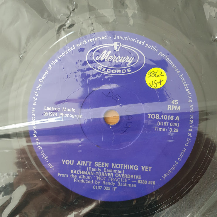 Bachman-Turner Overdrive – You Ain't Seen Nothing Yet / Free Wheelin' - Vinyl 7" Record - Very-Good+ Quality (VG+) (verygoodplus)