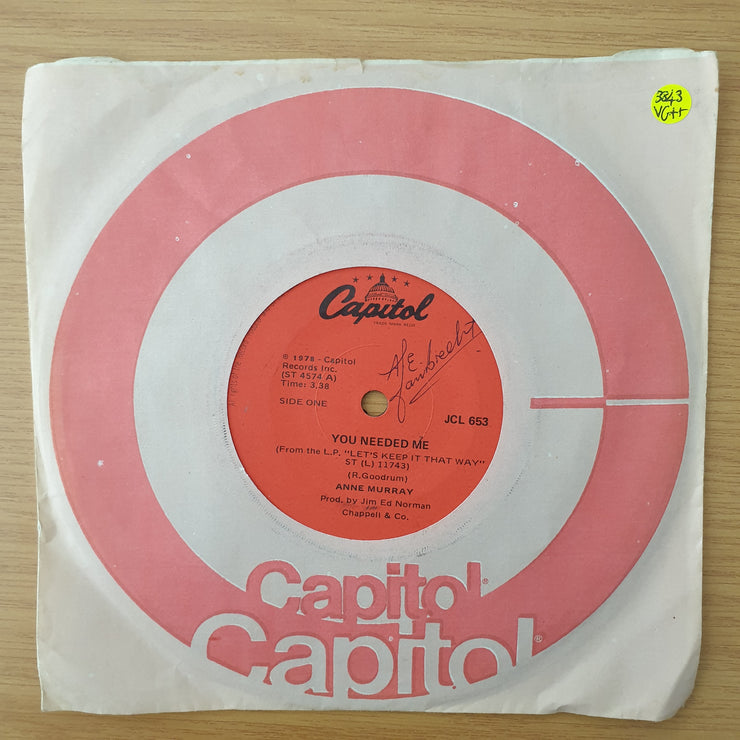 Anne Murray – You Needed Me - Vinyl 7" Record - Very-Good+ Quality (VG+) (verygoodplus)