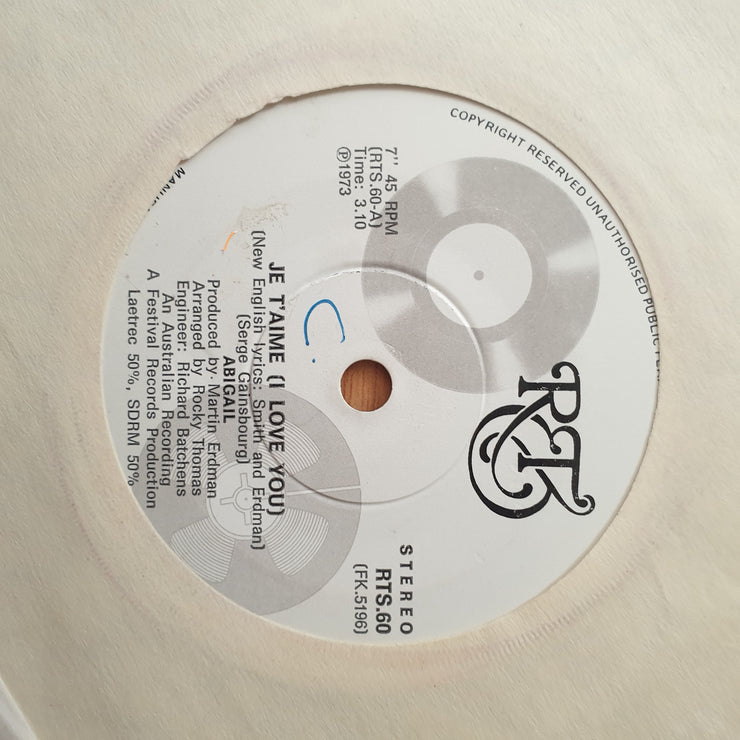 Abigail – Je T'Aime (I Love You) - Vinyl 7" Record - Very-Good+ Quality (VG+) (verygoodplus)