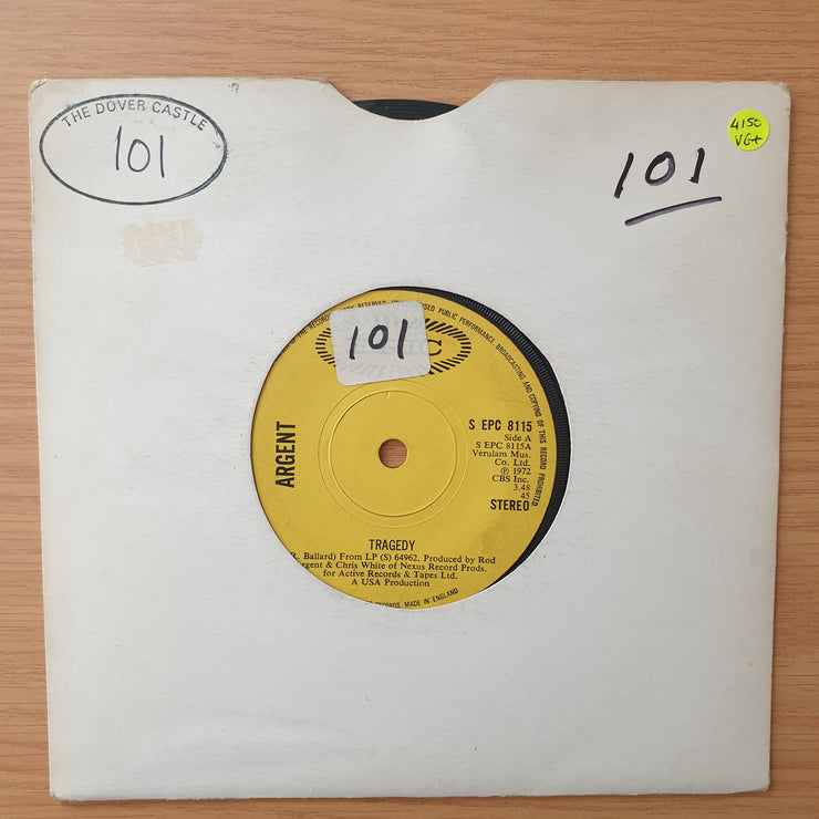Argent – Tragedy - Vinyl 7" Record - Very-Good+ Quality (VG+) (verygoodplus)