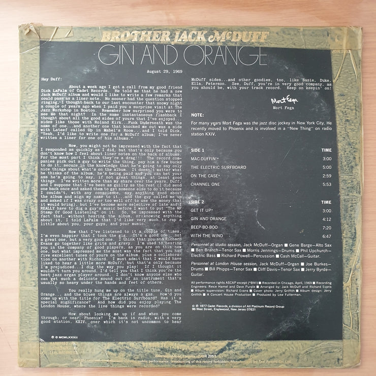Brother Jack McDuff – Gin And Orange - Vinyl LP Record - Very-Good- Quality (VG-) (verygoodminus)