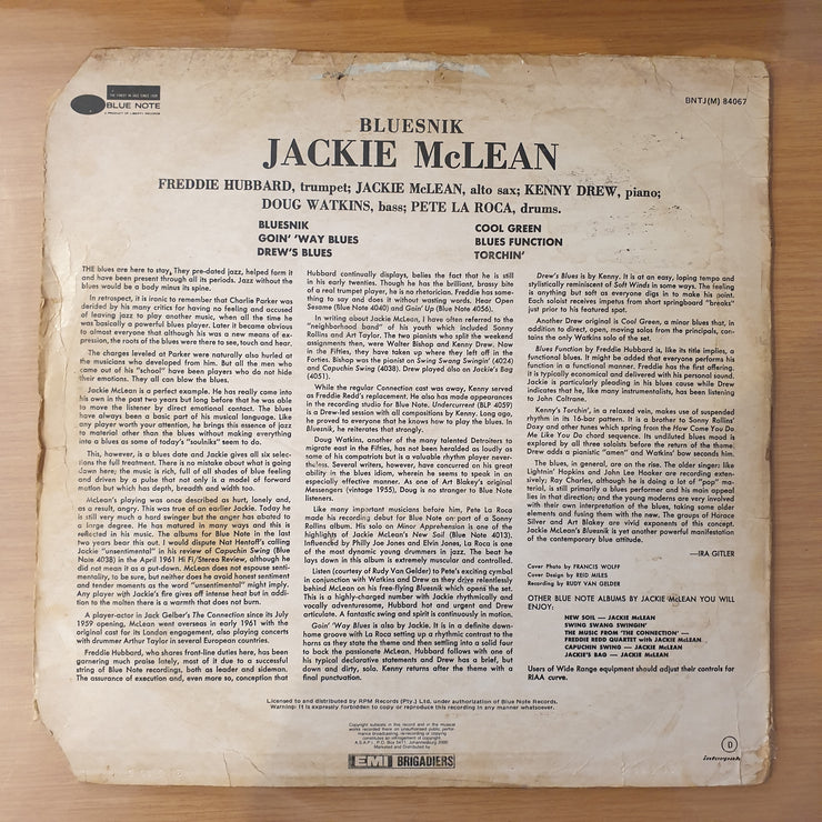Jackie McLean – Bluesnik - Vinyl LP Record - Good+ Quality (G+) (gplus)