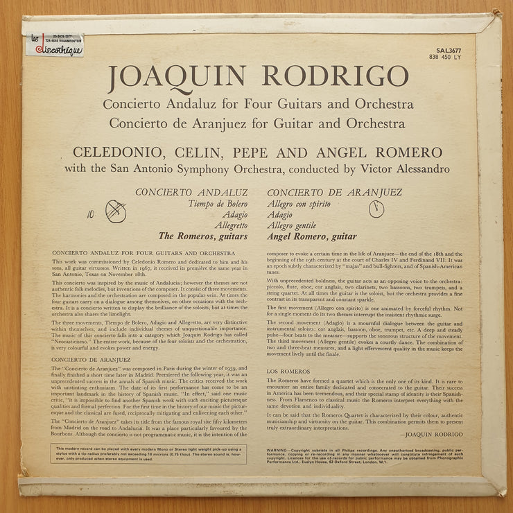 Rodrigo – Concierto De Aranjuez / Concierto Andaluz - San Antonio Symphony- Vinyl LP Record - Very-Good+ (VG+) - C-Plan Audio