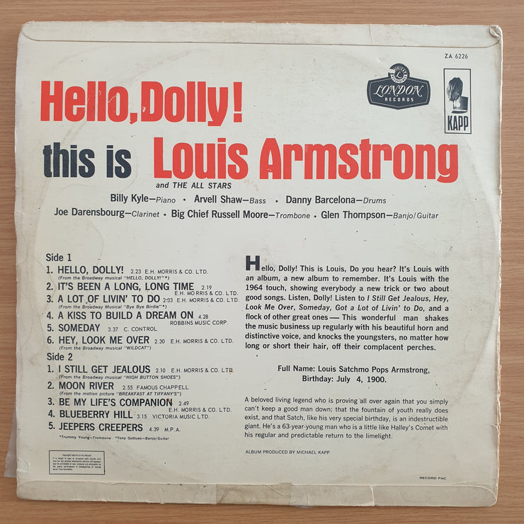 Louis Armstrong And The All Stars – Hello, Dolly! - Vinyl LP Record  (G+)