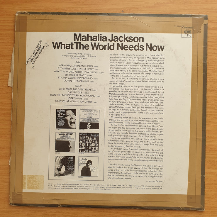Mahalia Jackson – What The World Needs Now - Vinyl LP Record - Very-Good+ Quality (VG+)