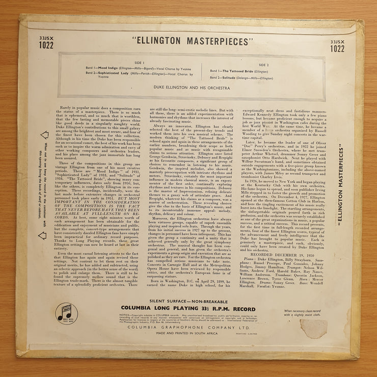 Duke Ellington And His Orchestra – Masterpieces -  Vinyl LP Record - Very-Good+ Quality (VG+)