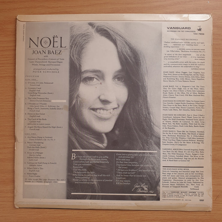 Joan Baez – Noël -  Vinyl LP Record - Very-Good+ Quality (VG+) (verygoodplus)