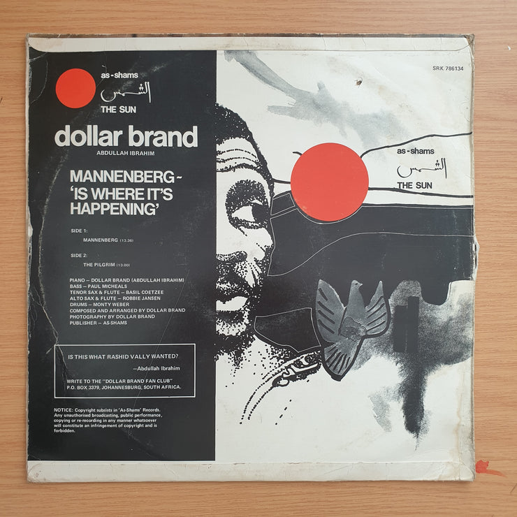 Dollar Brand - Abdullah Ebrahim – Mannenberg ~ 'Is Where It's Happening' - Vinyl LP Record  (VG+) (verygoodplus)