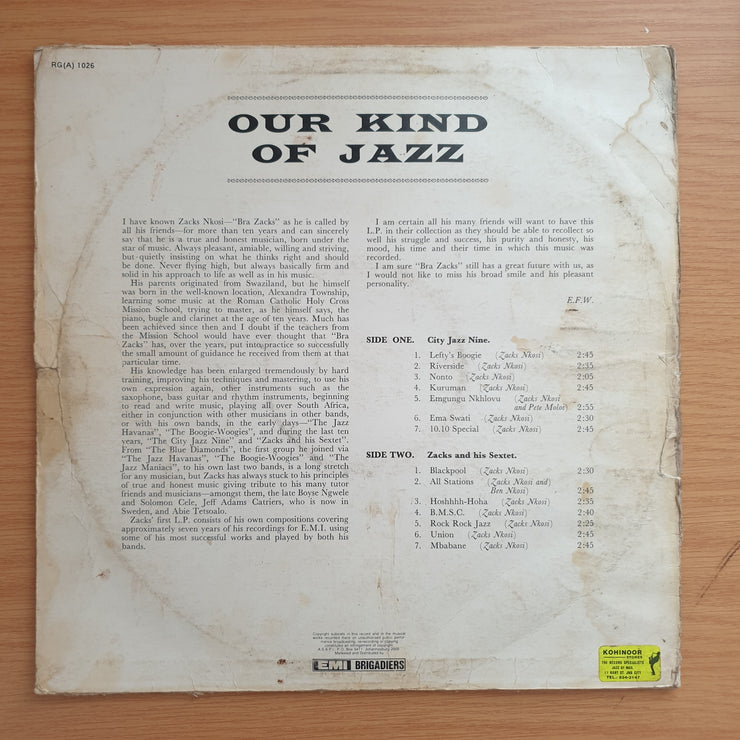 Zacks Nkosi – Our Kind Of Jazz-  Vinyl LP Record - Very-Good Quality (VG) (verry)