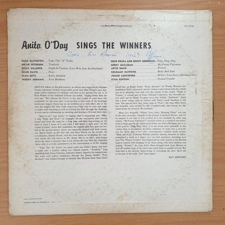 Anita O'Day – Anita O'Day Sings The Winners (Japan Press) - Vinyl LP Record - Good+ Quality (G+)