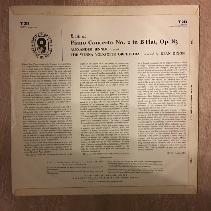 Dean Dixon Conducts Brahms Piano Concerto No. 2 - Vinyl Record - Opened  - Very-Good+ Quality (VG+) - C-Plan Audio