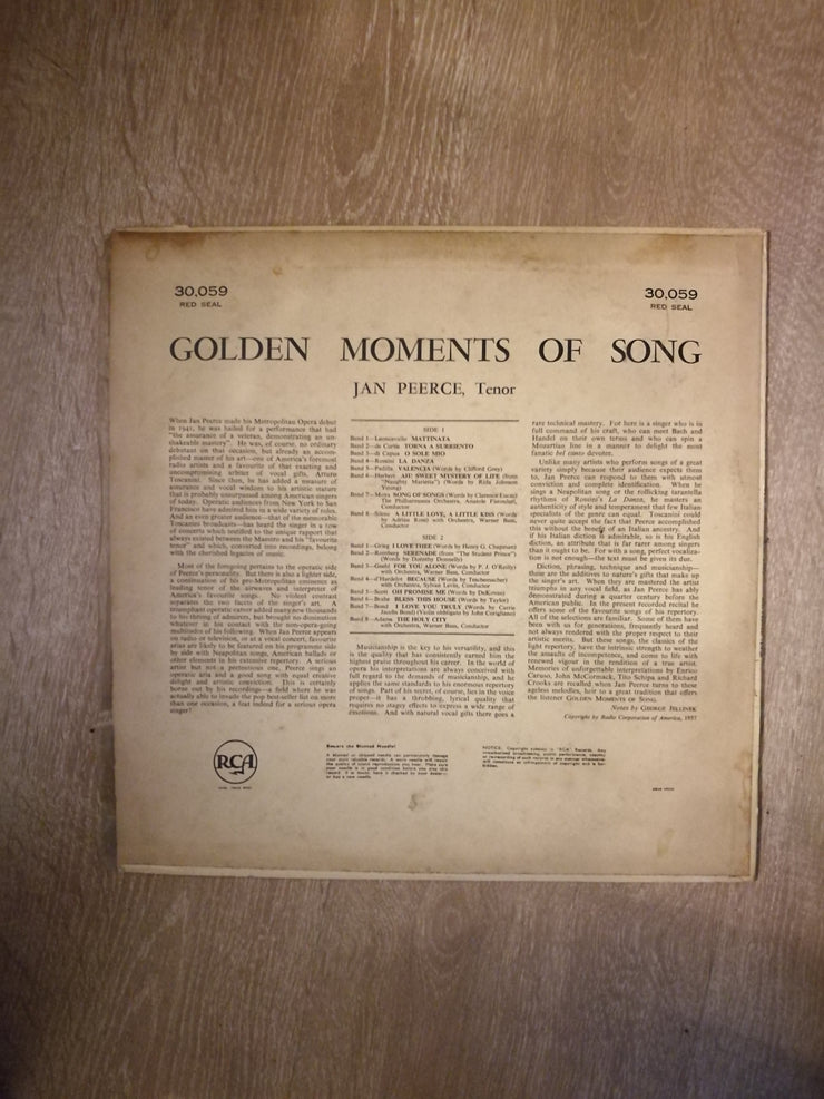 Jan Peerce - Golden Moments Of Song - Vinyl LP Record - Opened  - Very-Good Quality (VG) - C-Plan Audio