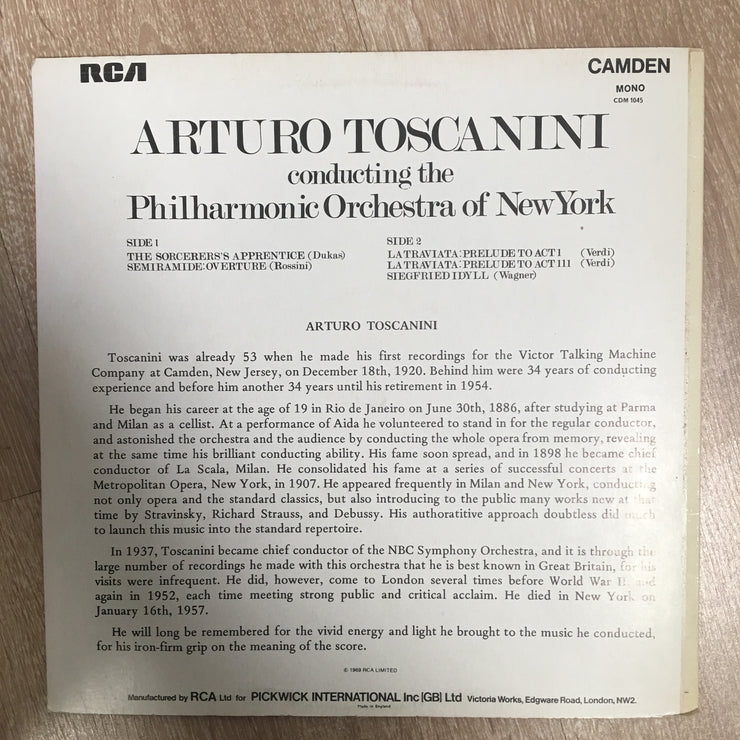 Arturo Toscanini - The New York Philharmonic Orchestra ‎– The Sorcerer's Apprentice -  Vinyl LP Record - Opened  - Very-Good+ Quality (VG+) - C-Plan Audio