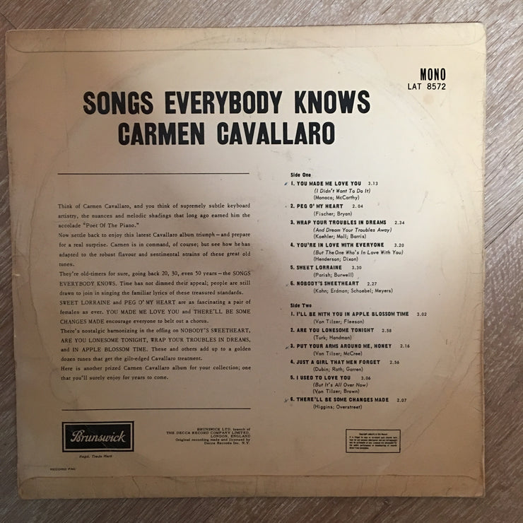 Carmen Cavallero - Songs Everyone Knows  - Vinyl LP Record - Opened  - Good Quality (G) - C-Plan Audio