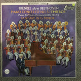 Brendel Plays Beethoven, Vienna Pro Musica Orchestra / Zubin Mehta ‎– Piano Concerto No. 5 -"Emperor" / Fantasy In G Minor - Vinyl LP Record - Opened  - Very-Good- Quality (VG-) - C-Plan Audio
