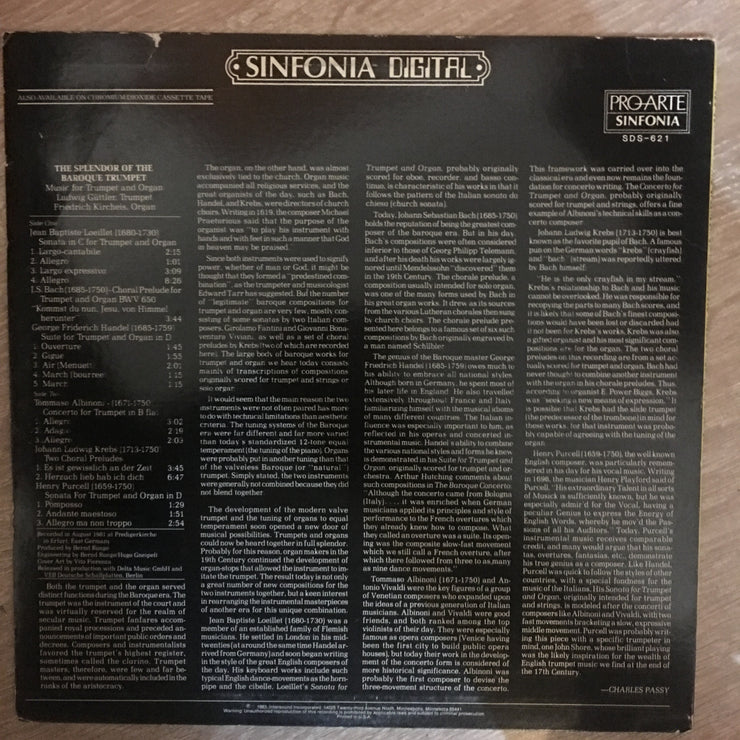 Ludwig Güttler, Friedrich Kircheis ‎– The Splendor Of The Baroque Trumpet (Music For Trumpet And Organ - Vinyl LP Record - Very-Good+ Quality (VG+) - C-Plan Audio