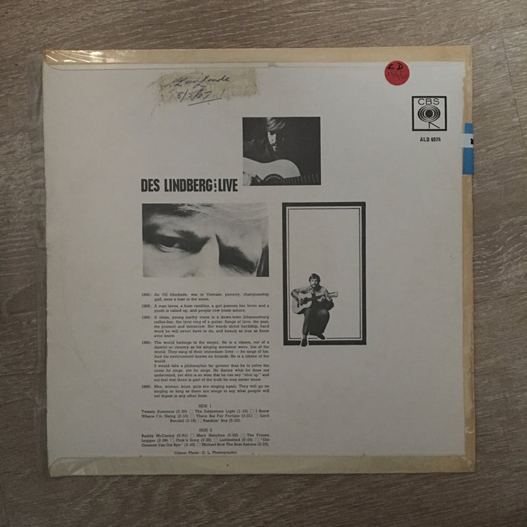 Des Lindberg - Live - Vinyl LP Record - Opened  - Very-Good Quality (VG) - C-Plan Audio