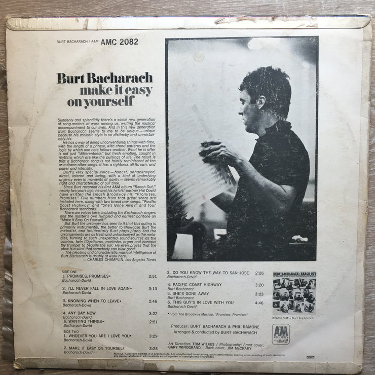 Burt Bacharach - Make It Easy On Yourself ‎– Vinyl LP Record - Opened  - Good+ Quality (G+) - C-Plan Audio