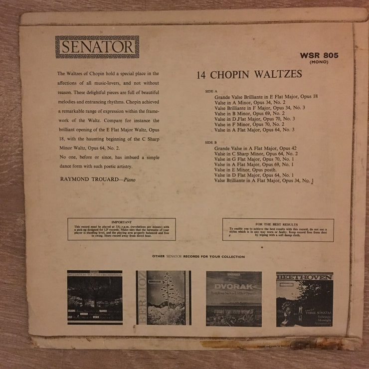 Chopin Waltzes - Raymond Trouhard - Vinyl Record - Opened  - Good Quality (G) - C-Plan Audio