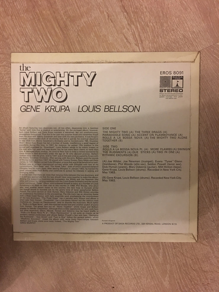 The Mighty Two  - Gene Krupa & Louis Bellson - Vinyl LP Record - Opened  - Very-Good+ Quality (VG+) - C-Plan Audio