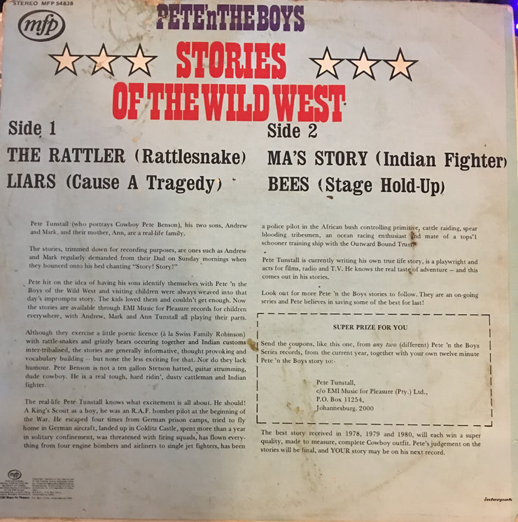 Pete 'n the Boys - Stories of the Wild West  - Vinyl LP Record - Opened  - Good+ Quality (G+) - C-Plan Audio