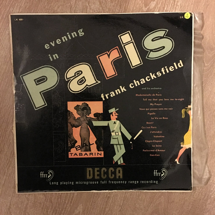 Frank Chacksfield And His Orchestra ‎– Evening In Paris - Vinyl LP Record - Opened  - Very-Good Quality (VG) - C-Plan Audio